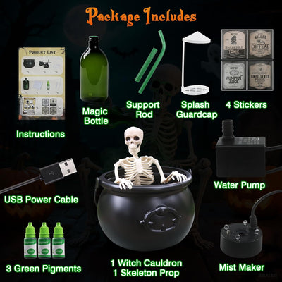 HauntedFinds Puking Skeleton Halloween Cauldron Decoration