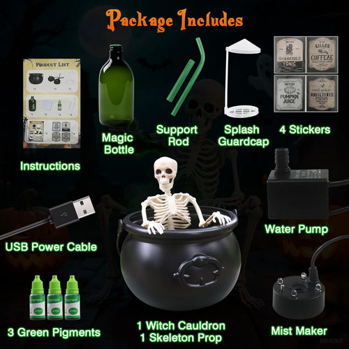 HauntedFinds Puking Skeleton Halloween Cauldron Decoration