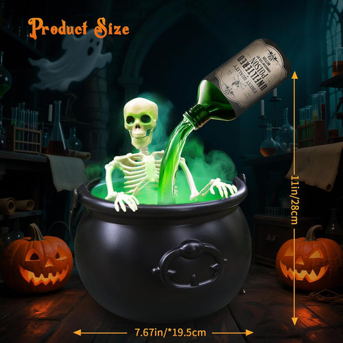 HauntedFinds Puking Skeleton Halloween Cauldron Decoration