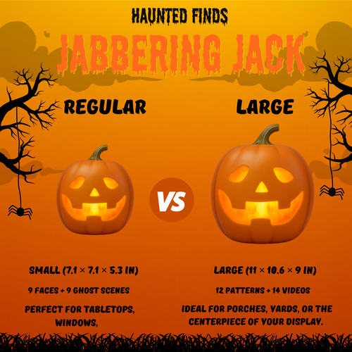 HauntedFinds Jabberin Jack Signature Edition – Animated Talking Pumpkin with 8" HD Display & Immersive Audio