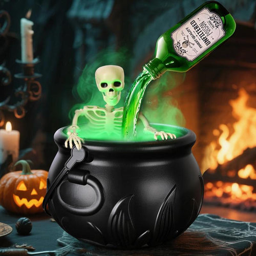 HauntedFinds Puking Skeleton Halloween Cauldron Decoration